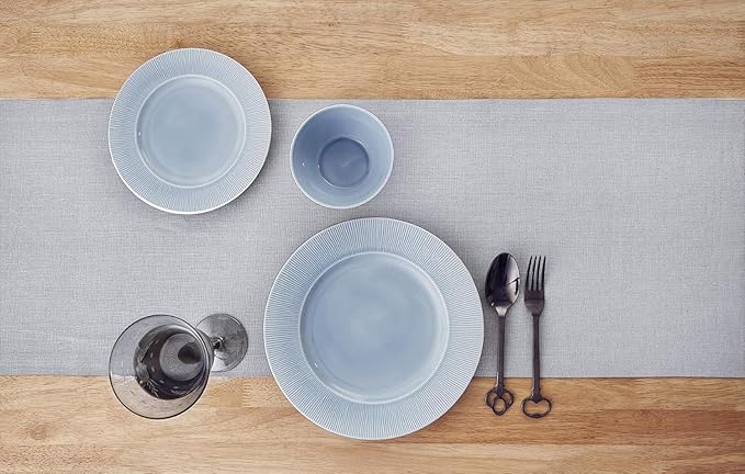 Solino Home Linen Light Grey Table Runner 90 Inches Long - 100% Pure Linen 14 x 90 Inch Table Runner for Dining, Spring - Diana Medium Weight