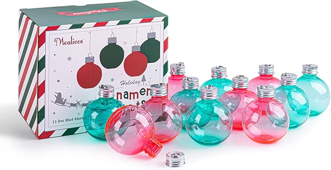 12 Pcs Christmas Ornaments Balls, 5oz Fillable Plastic Christmas Ornament Balls for Christmas, Stocking Stuffers, White Elephant Gift
