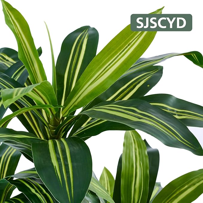 Dracaena Artificial Plants Indoor, 5FT Tall Faux Tree with White Tall Planter, Fake Yucca Tree Floor Plant, Artificial Trees for Home Office Living Room Garden Decor Outdoor, Housewarming Gift