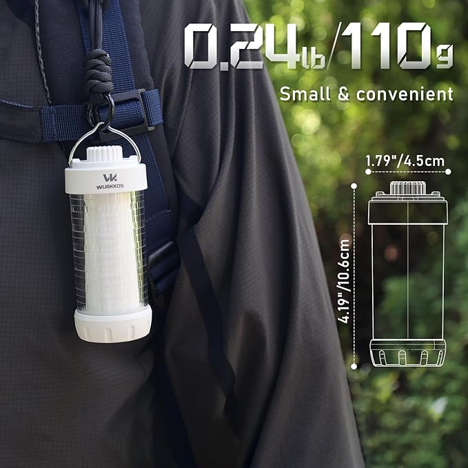 Wurkkos CL01 Camping Lantern Rechargeable, 550LM Waterproof Tent Light with Magnet Base, Up to 300H Runtime,Portable Lantern Flashlight with RGB light,Emergency Camp Light for Hurricane,Hiking,Camping