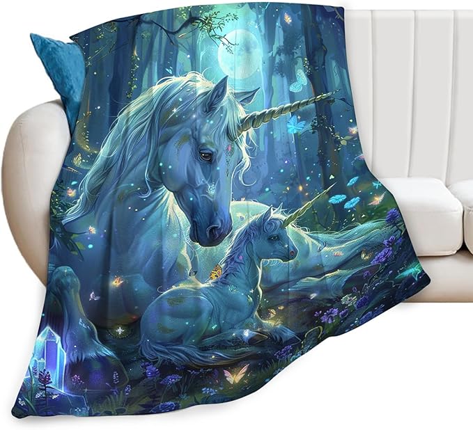 Tijuboni Unicorn Throw Blanket Unicorn Gifts for Girls Women Boys Men Kids Adults Soft Flannel Fleece Blanket for Couch Sofa Bed Home Decor 50"x60"