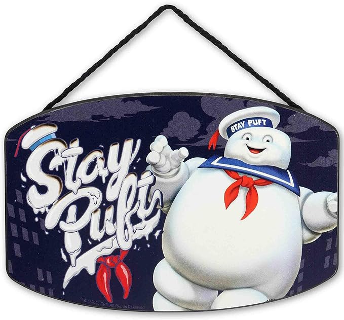 Ghostbusters Stay Puft Marshmallow Man Hanging Wood Wall Decor - Fun Ghostbusters Decoration for Home