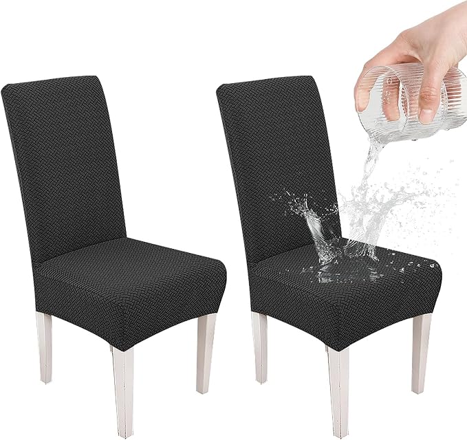 Parsons Dining Chair Cover, Detachable Sofa Chair Cover, Retractable Chair Cover (2, Black)