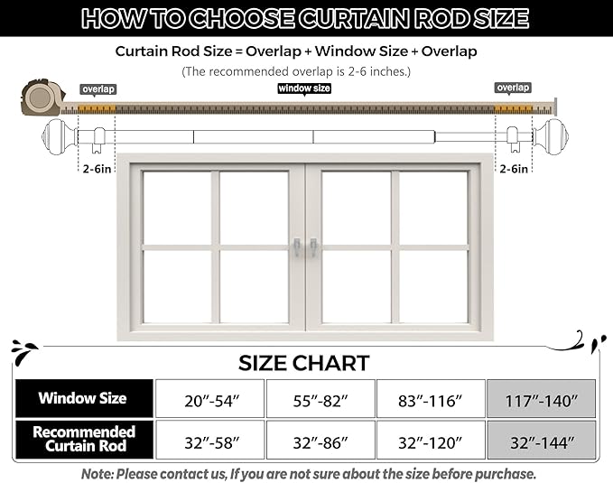 Decorative Antique Silver Curtain Rods for Windows 72 to 144 Inches(6-12ft), USFOOK 7/8 Inch Long Curtain Rod 32 to 144 Inches, Heavy Duty Single Drapery Rods, Square End
