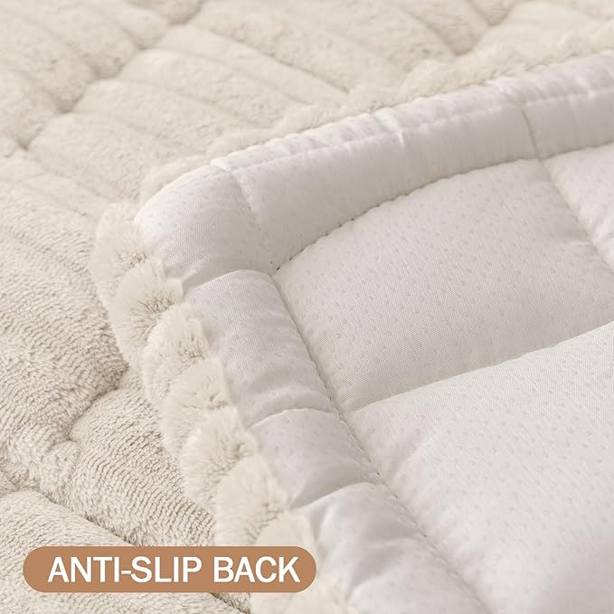 Smiry Couch Cover for Dogs Washable, Non Slip Fuzzy Pet Couch Covers for 3 Cushion Sofa Pet Friendly, Thick Soft Sofa Slipcovers Cushion Protector (White, 27.6" x 70.9")