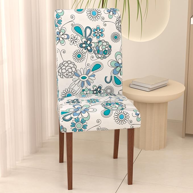 Stretch Dining Chair Covers Set of 4,Floral Print Chair Covers,Soft Removable Washable,Pet Friendly Furniture Protector,Universal Chair Slipcovers for Home, Kitchen,Ceremony Dining Room Seat