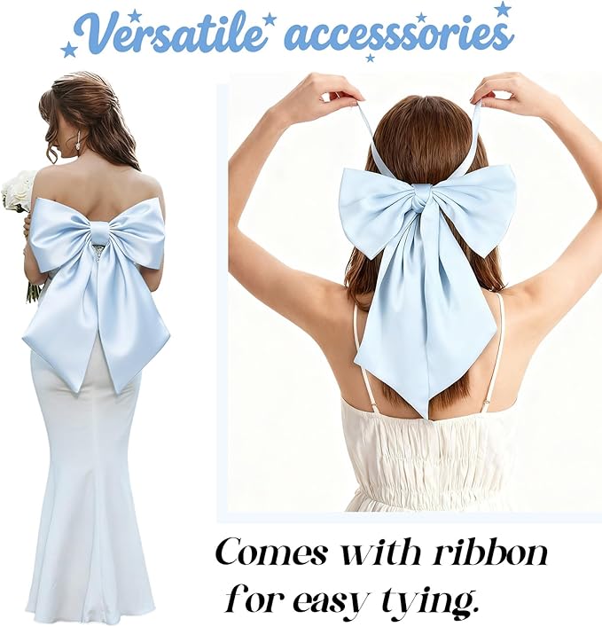 Blue Bow Decor as Crib Skirt 3 Pack Large Blue Bows Decoration 22 × 11 Inch Big Bow for Christmas Tree Gift Wrapping Coquette Party Background for Bachelorette Baby Shower Bridal Shower Wedding