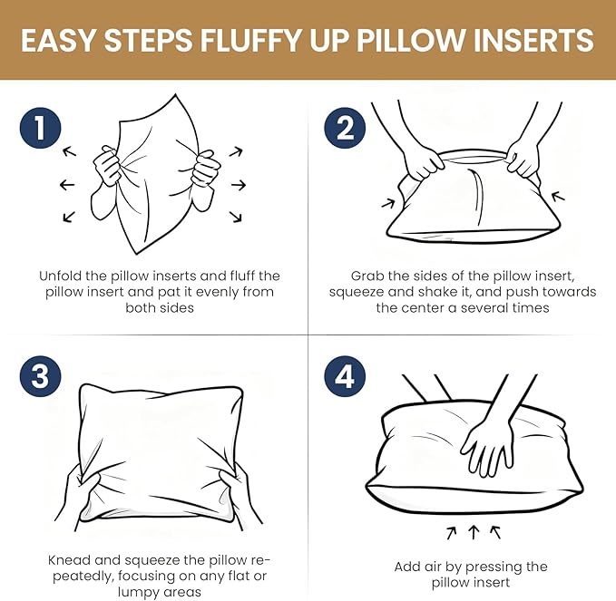BHZ Euro Throw Pillow Inserts, 24x24 Down Feather Alternative Pillow Inserts Set of 2, Decorative Soft Large Square White Throw Pillows Insert for Couch Bed Dorm Sofa with Cotton Cover