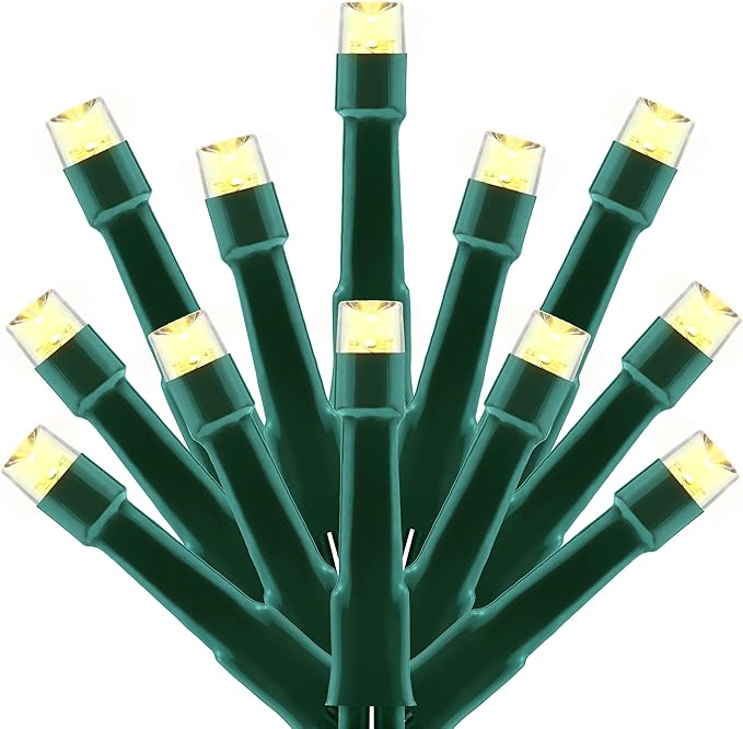 300 Count Warm White Christmas Lights, 100 Feet Wide Angle 5mm LED String Lights with 8 Models Adapter (Green Cord)