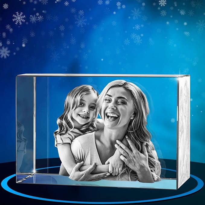 ArtPix 3D Crystal Photo, Christmas Personalized Gifts for Wife, Women, Mom, Her, Him, Men, Mother, Grandma, Great Xmas Customized Gift With Your Own Photo, Custom Glass 3D Laser Etched Picture Wedding