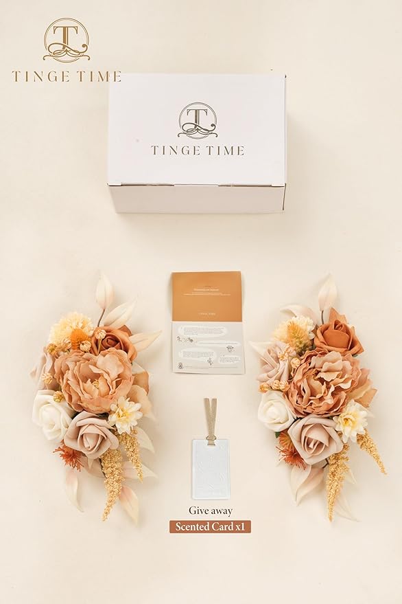 TINGE TIME 2pcs Wedding Shoulder Corsages Artificial Flowers Terracotta Cream, Mother of The Bride/Groom Corsage for Fall Wedding, Homecoming, Prom, Anniversary & Formal Dinner Party