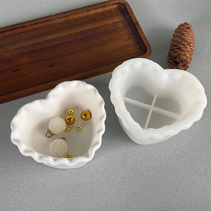 Cute Heart Shape Flowerpot Silicone Mold Handmade Jewelry Storage Box Plaster Resin Mould DIY Candle Jar Concrete Cement Molds