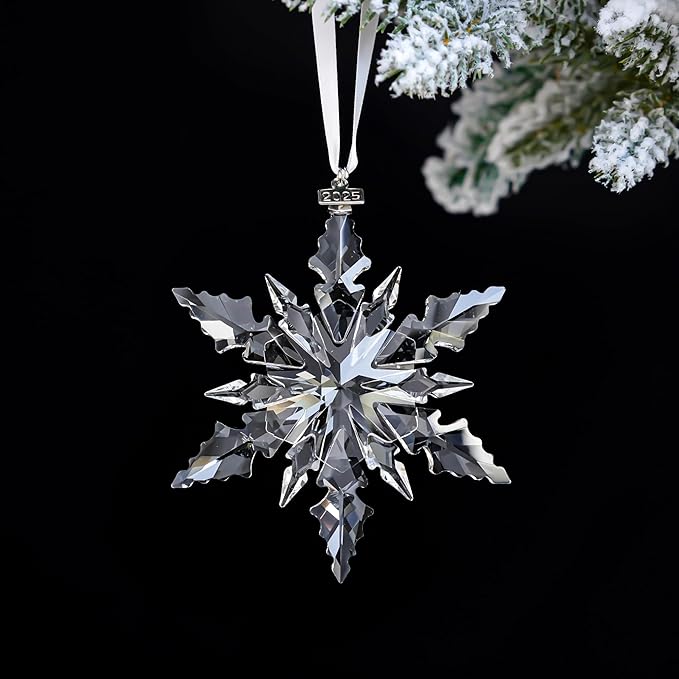 2025 Clear Snowflake Ornaments Crystal Glass Christmas Star for Christmas Tree Ornaments Hanging Crystal Sun Catcher Pendant Home Decor