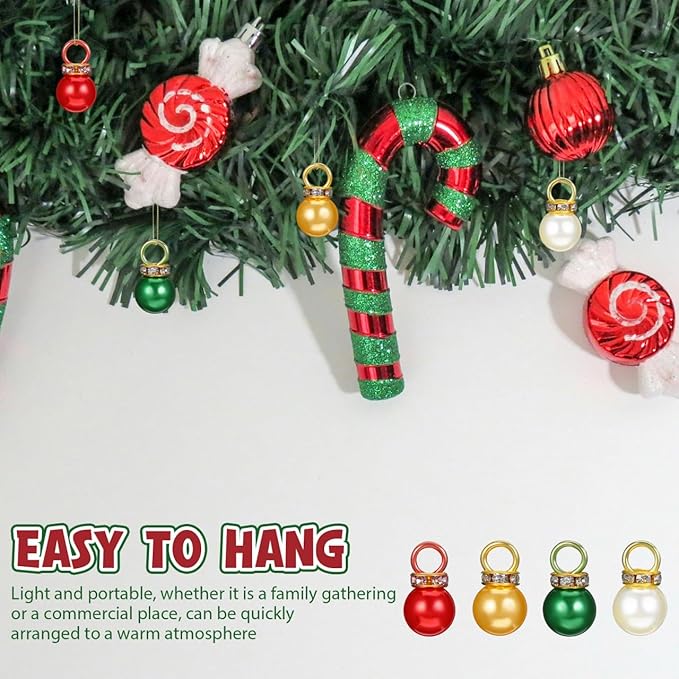 Baluue 200pcs Christmas Mini Balls Ornaments 10mm Multicolour Miniature Glitter Balls Xmas Tree Hanging Decorations for Christmas Holiday Party Decor DIY Craft Supplies