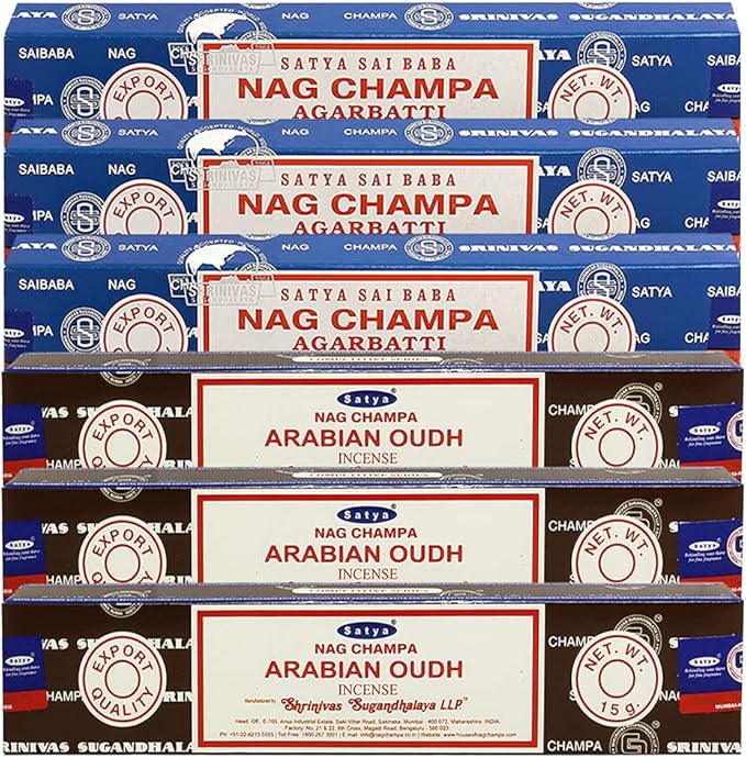 Nag Champa Oud Incense Sticks & Holder Bundle Variety Pack from House of Satya Incense Sticks and Trumiri