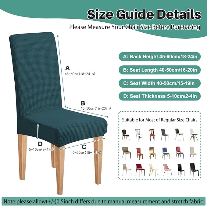 Dioxide Stretch Chair Covers for Dining Chairs, Washable Dining Chair Covers Set of 4, Soft Kitchen Chairs Seat Covers, Jacquard Parson Chair Slipcover Protectors for Home Hotel Restaurant Banquet