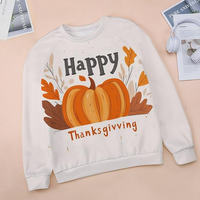 Thanksgiving Sweatshirt for Women Crewneck Pullover Casual Graphic Long Sleeve Shirts Sweater