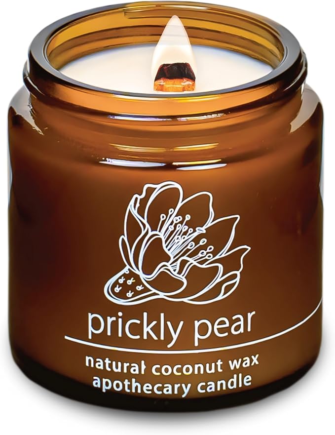 Hemlock Park Crackling Wood Wick Candle Handcrafted with Natural Coconut Wax (Small 4 oz, Desert Prickly Pear)