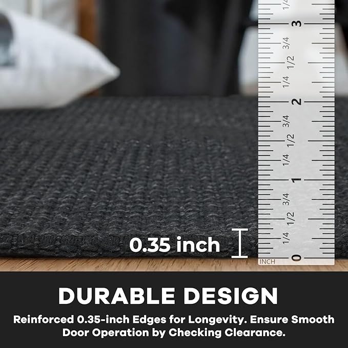 KOZYFLY Runners for Hallways 2x6 ft Washable Kitchen Runner Non Slip Rubber Backed Hall Runners Cotton Entryway Runner Rugs Floor Carpet for Indoor Backdoor Bedroom Kitchen, Black/Dark Grey