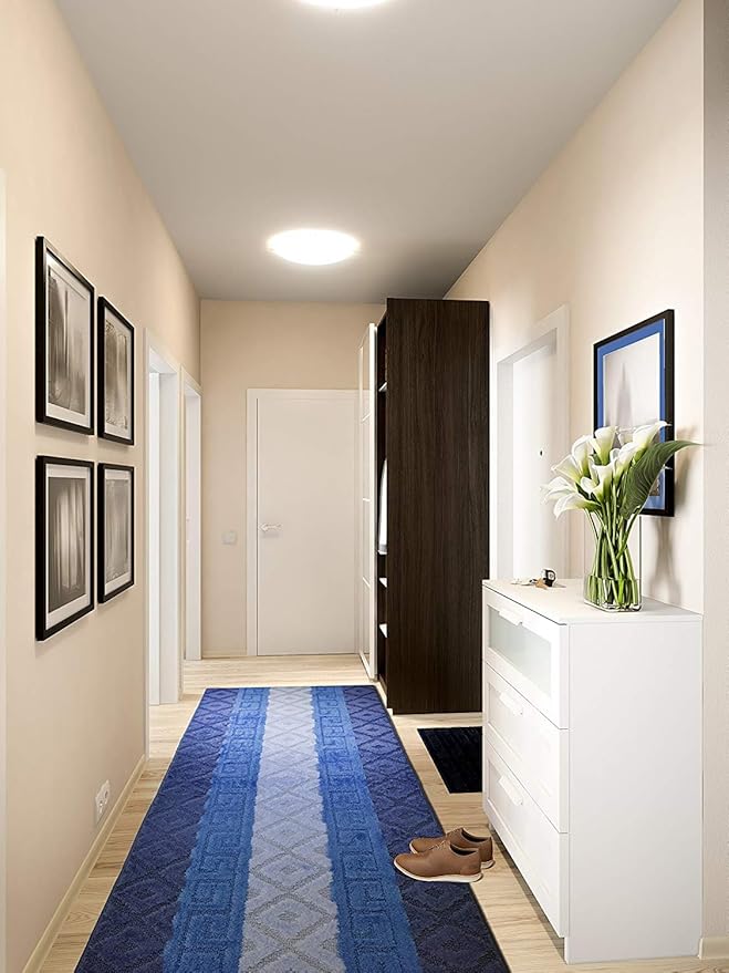 31 ft Extra Long Blue Hallway Kitchen Runner Rug Non-Slip Washable, 2'2" X 31' Carpet Runner Rugs-Rubber Backed, Custom Size Floor Mat for Stairs Bedroom Bathroom Entryway, Your Choice of Length