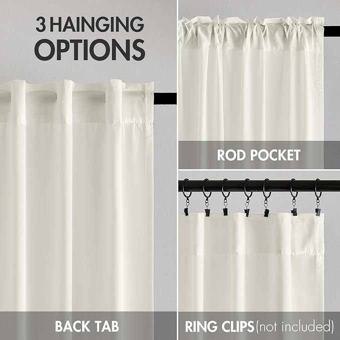 EMEMA Privacy Sheer Curtains 63 Inch Length, Non-See-Through Light Filtering Semi Sheer Curtains for Bedroom Living Room, Window Drapes That Let Light in, 52x63 Inch, 2 Panels, Ivory