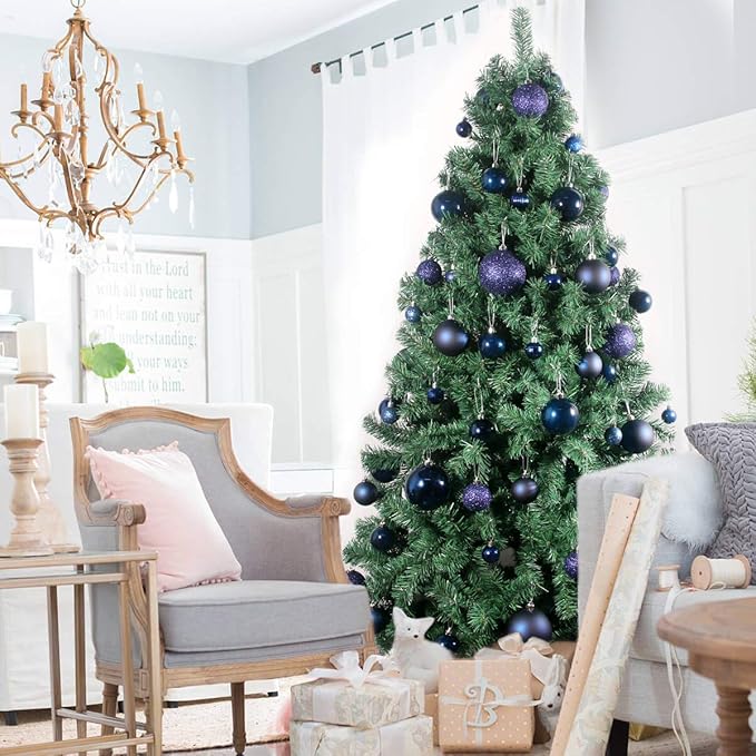 Navy Blue 1.6" Small Christmas Balls Christmas Tree Decoration Ornaments Shatterproof Hanging Balls for Birthday Halloween Holiday Wedding Decorations Set of 36pcs