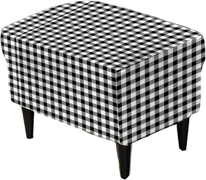 KRFOONN Stretch Ottoman Cover Slipcovers Rectangle Fit Length 39"-47" Footrest Stool Covers Printed Ottoman Cover for Foot Stool Furniture Protector with Non Slip Elastic Bottom, Color 21