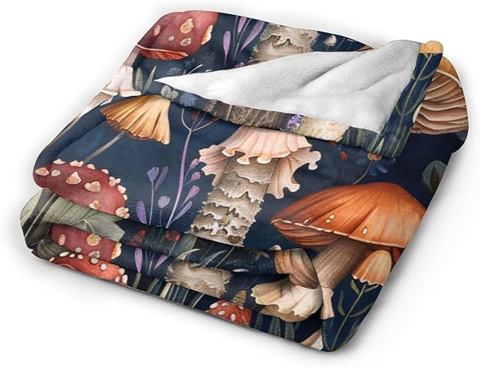 Tijuboni Mushroom Throw Blanket Mushroom Gifts for Girls Women Boys Men Kids Adults Soft Flannel Fleece Blanket for Couch Sofa Bed Home Decor 60"x80"