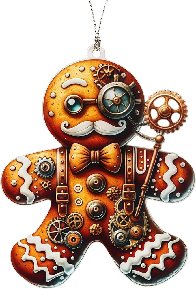 Christmas Ornaments 2025, Gingerbread Ornaments, Steampunk Gifts, Funny Vintage Gingerbread Man Decoration, Classic Holiday Ornament for Tree and Home Décor