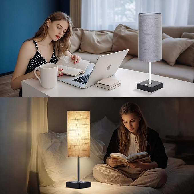 AVV Cordless Table Lamp with Dimmable, Rechargeable 3 Modes Battery Powered Bedside Lamp, Battery Operated Lamps for Night Stand, Touch Lamp for Bedroom, Living Room, Reading Room, 15 Inch Grey