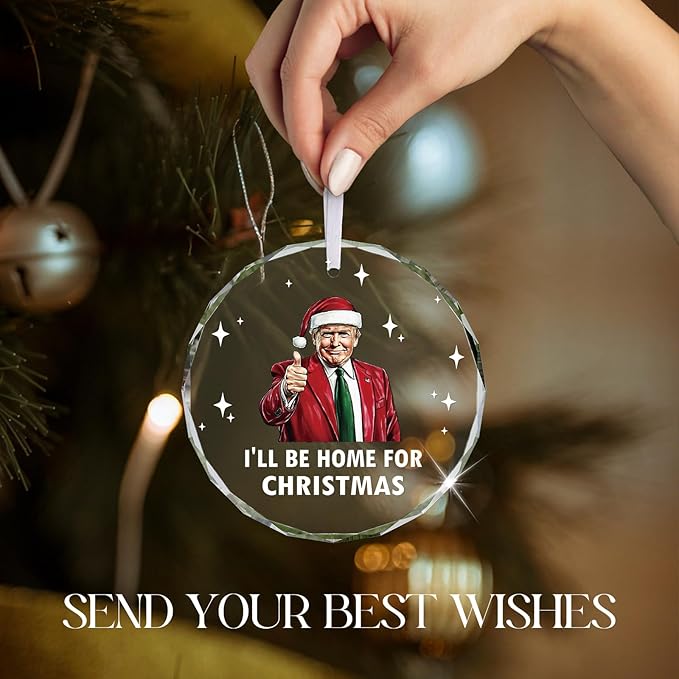 Christmas Ornaments 2025, Trump Ornament for Christmas Tree for Friends Women Men Bestie, Glass Christmas Tree Decorations Decor
