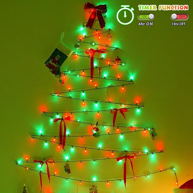 YEGUO 165ft 500 LED Christmas Lights Outdoor Waterproof, Red and Green String Lights Plug in, Green Wire Twinkle Tree Lights Indoor with Timer Memory 8 Modes