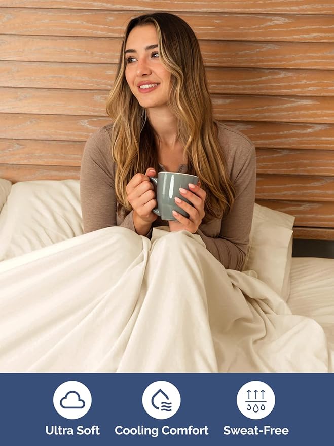 Extra Deep Twin Sheet Set - 4 Piece Breathable & Cooling Sheets - Hotel Luxury Bed Sheets Set - Easy & Secure Fit - Soft, Wrinkle Free & Comfy Sheets Set - Off White Sheet Set with Extra Deep Pockets