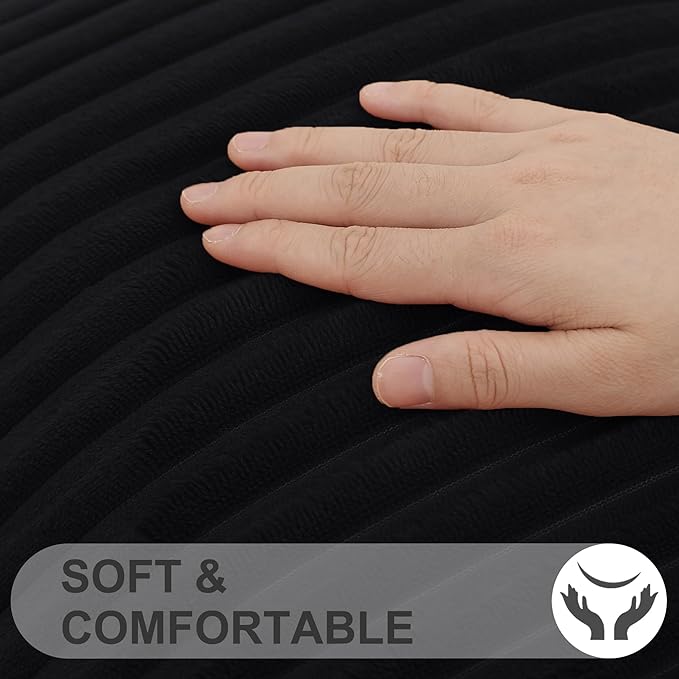 Simmore Decorative Christmas Throw Pillow Covers 16x16 Set of 2, Soft Natural Plush Flannel Double-Sided Fluffy Couch Pillow Covers for Sofa Living Room, Black