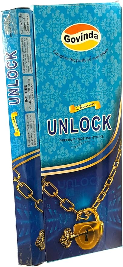 Govinda Incense - Unlock - 120 Incense Sticks, Masala Coated Incense