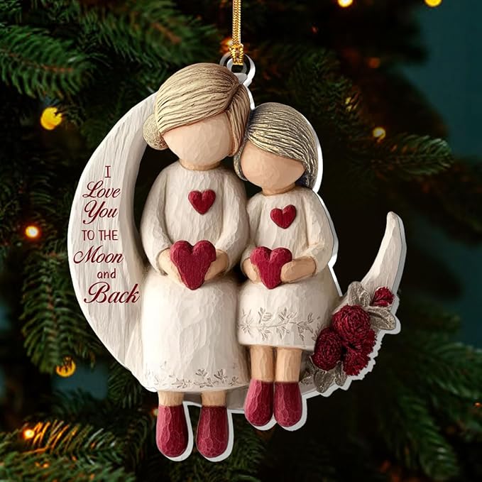 Jesuspirit Grandma & Grandchild Christmas Ornament – Grandma and Me, Acrylic Ornament for Grandmother, First 2025 (I Love You to The Moon and Back)