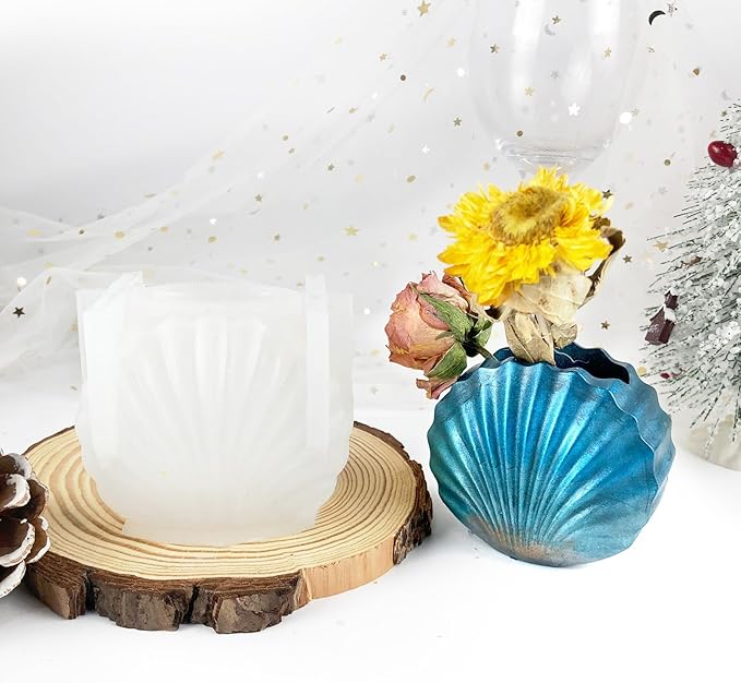 Seashell Succulent Potted Flower Pot Silicone Mold DIY Cement Gypsum Epoxy Resin Vase Candlestick Storage Box Mould Home Decor Craft