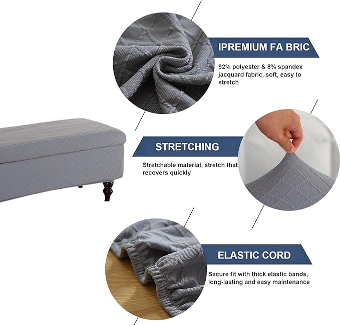 FUANGUI Ottoman Cover Stretch Storage Ottoman Bench Slipcover Printed Folding Storage Bench Ottoman Cover Footrest Stool Slipcover Footstool Protector Cover with Elastic Bottom, Large