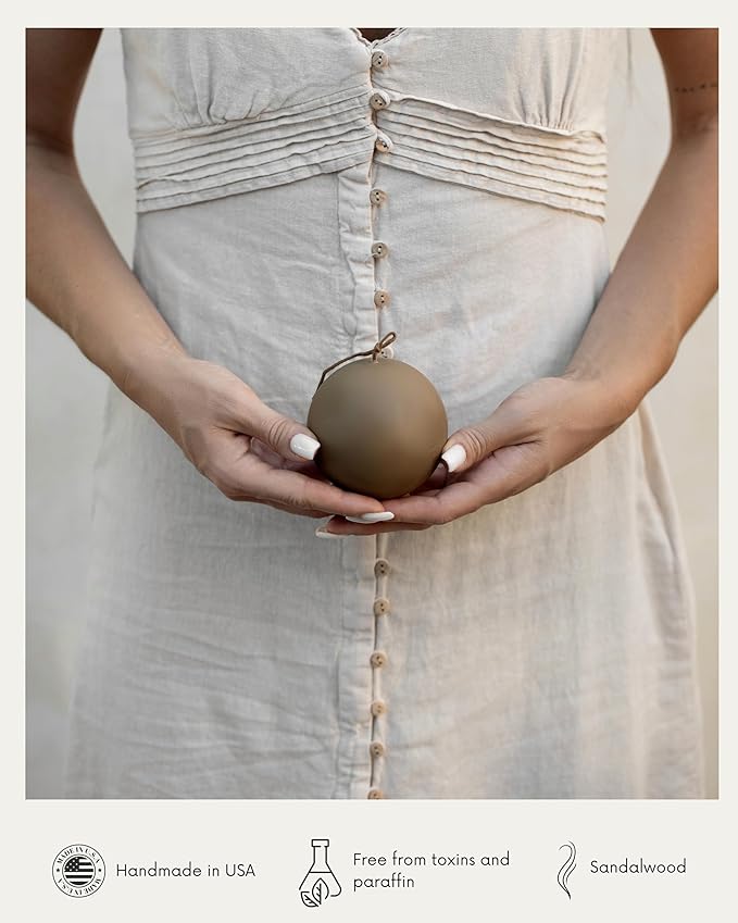 LAWA Sphere Candle - Beautiful Handmade Pillar Scented Soy Wax Elegant Aesthetic Candle Housewarming Gift Home Room Shelf Decor Idea (Kobicha, Small)