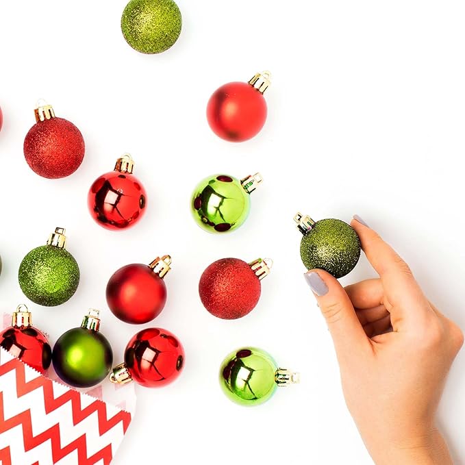 24 Count Mini Green Ornaments for Mini Christmas Tree, Small Lime Green Shatterproof Christmas Tree Ornaments Balls Party Decorations, 1.6 inch