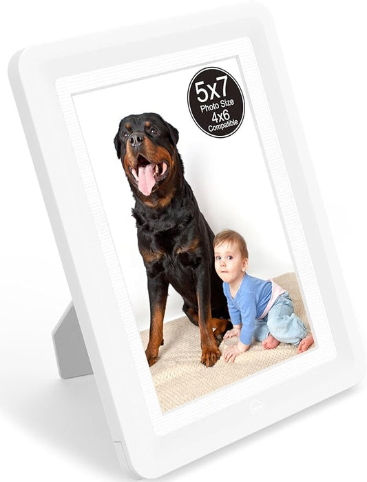 White 5x7 Picture Frame with Acrylic Front 1 Pack, ABS Frame for 5x7 or 4x6 Photos, Shatterproof UV-Resistant Tabletop Photo Frame, Vertical/Horizontal Display for Home Décor