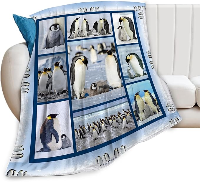 Penguin Blanket Penguins Animal Throw Blankets Plush Cozy Flannel Fleece Ultra Soft Fuzzy Party Blanket Gifts for Girls Women Men Boys Kids Bed 60"X50"