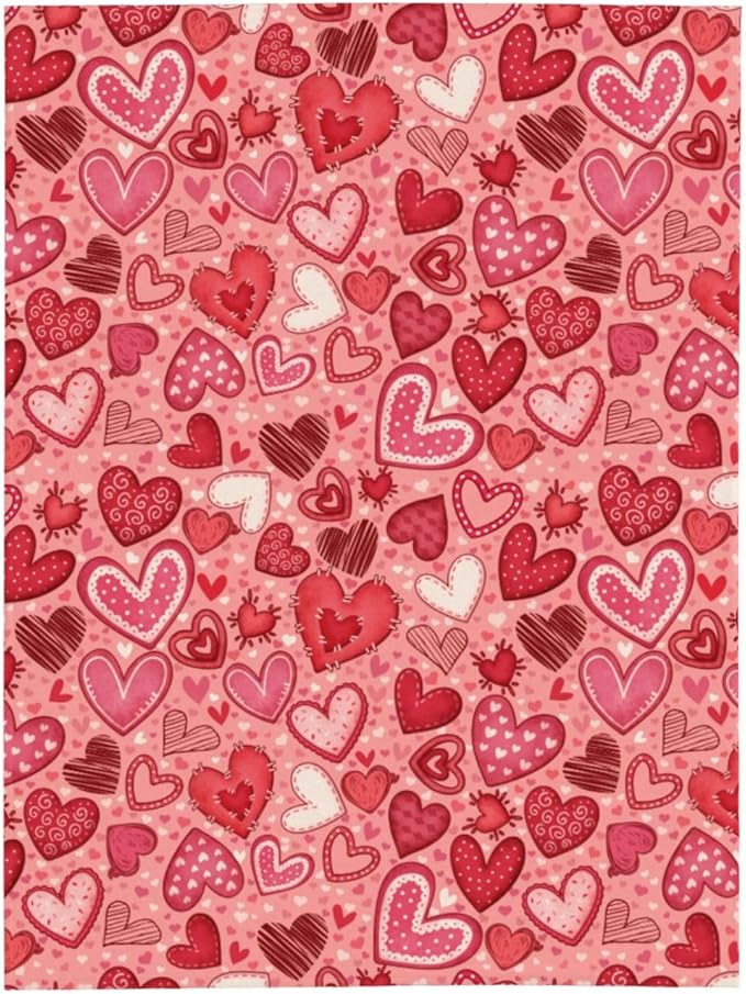 Valentine's Day Gift Red Heart Throw Blanket - Super Soft Fluffy Fleece Blanket for Couples,60"x50" Romantic 3D Heart Design for Bed, Couch, Sofa - Red