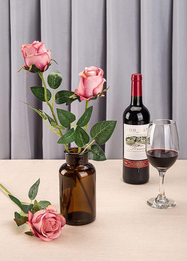 Flojery 10pcs Artificial Rose Flowers Long Stem Fake Silk Roses for DIY Wedding Bouquet Table Centerpiece Home Decor (Rose Red)