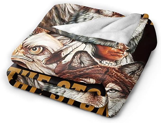 Tijuboni Native American Throw Blanket Indian Wolf Eagle Gifts for Women Men Girls Boys Kids Adults Soft Flannel Fleece Blanket for Couch Sofa Bed Home Decor 60"x80"
