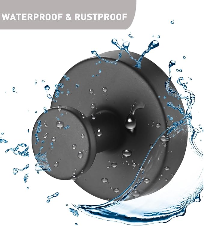 Suction Cup Hooks, Shower Hooks for Inside Shower, No-Drill Towel Hook Stainless Steel Waterproof Suction Hook for Wreaths, Loofah, Towel, Coat, Bath Robe (6, Black)