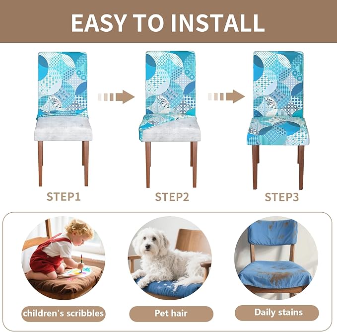 Stretch Dining Chair Covers Set of 4,Floral Print Chair Covers,Soft Removable Washable,Pet Friendly Furniture Protector,Universal Chair Slipcovers for Home, Kitchen,Ceremony Dining Room Seat