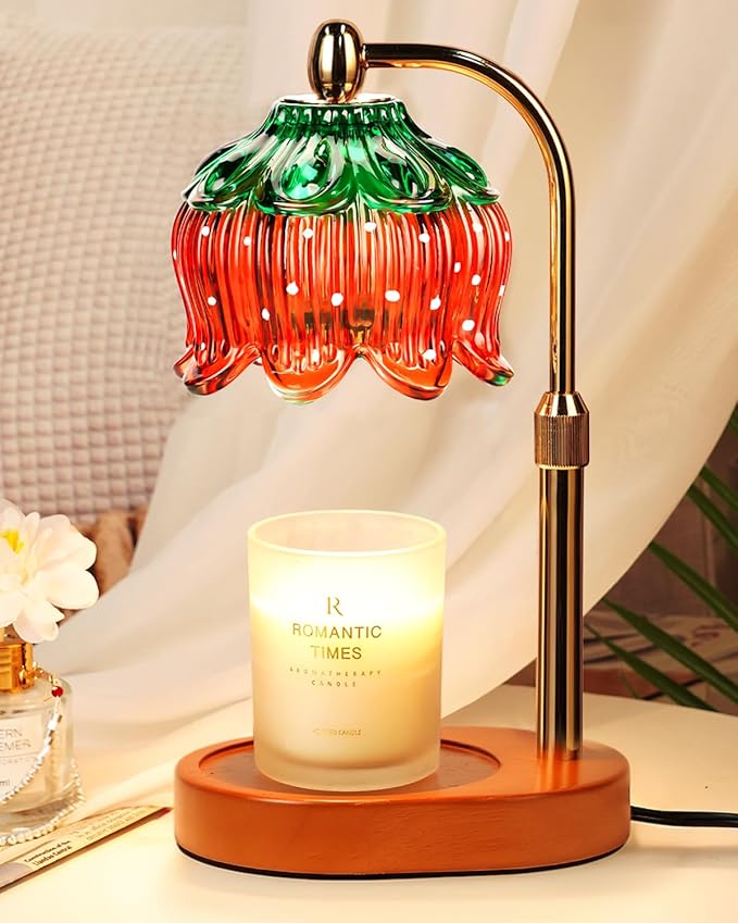 Strawberry Candle Warmer Lamp with Timer & Dimmable Brightness, House Warming Gift New Home, Candle Warming Gifts for Christmas, Birthday Gifts for Women Mom, Flameless Wax Melt Warmer for Jar Candles