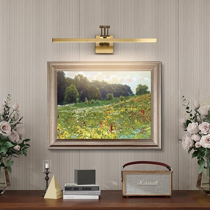 LED Brass Hard-Wired Connection Gallery Picture Light for Paintings Gold Lighting Fixtures Dimmable Modern LED Picture Lights Artwork Display Lighting 23.6 Inch 14W 3000K Warm White