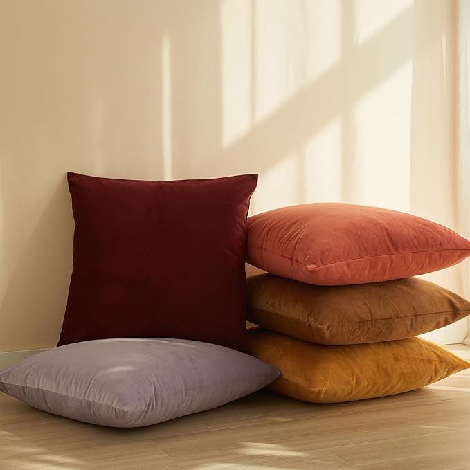 JUSPURBET Couch Pillow Covers Set of 2 Decorative Velvet Throw Pillow Covers Cases for Living Room Bedroom Home Decor Soft Lumbar Cushion Covers with Hidden Zipper for Sofa Bed,Lilac,12x20 inch